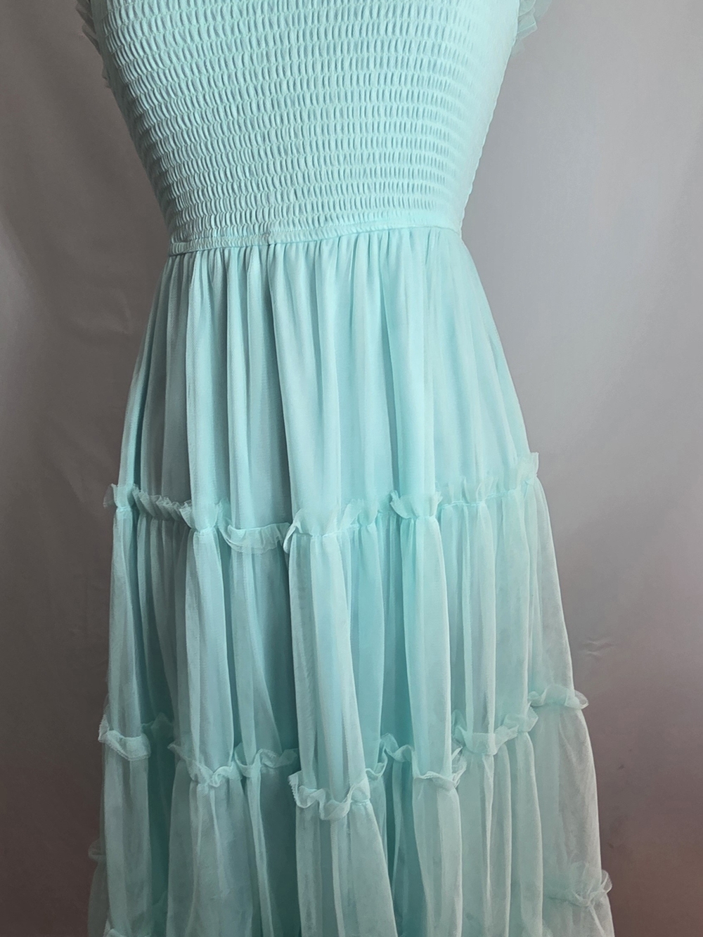 NWT Flying Tomato New York & Company Aqua Tiered Chiffon Maxi Dress